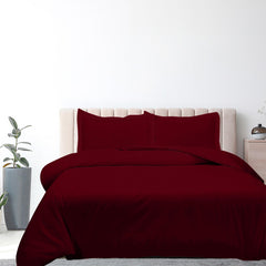 ROYALE LINENS Burgundy Duvet Cover Queen Size - Queen Duvet Cover Set - 3 Piece Double Brushed Queen Duvet Covers with Zipper Closure, 1 Duvet Cover 90x90 inches and 2 Pillow Shams (Queen, Burgundy)