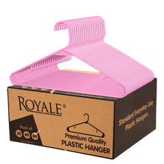 ROYALE Plastic Hangers 20 Pack - Pink Plastic Hangers - Clothes Hanger With Hooks – Heavy Duty Space Saving Coat Hangers Ideal For Everyday Use For Tops, Skirt, Dress, Shirts, Pants (20 Pack, Pink)