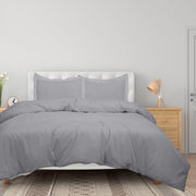 Royale Linens Silver Duvet Cover - Duvet Cover Set - 3 Piece Double Brushed Duvet Covers with Zipper Closure, 1 Duvet Cover and 2 Pillow Shams ( Silver)