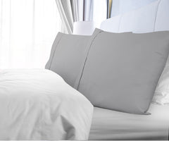 Royale Linens Queen Pillowcase Set of 2 - Bed Pillow Cover - 20" x 30" - Silver Pillowcases - 1800 Brushed Microfiber, Wrinkle & Fade Resistant - Soft & Cozy- Queen Size Pillow Case (Queen, Silver)