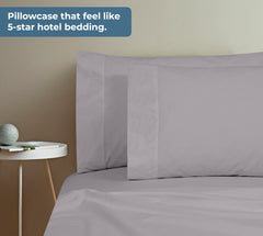ROYALE LINENS 200 Thread Count 100% Long Staple Combed Cotton Pillowcases Set Of 2 - Ultra Soft - Queen Bed Pillow Cover - 20"x30" - Breathable, Cool & Crisp Percale White Pillow Cases ( Silver)