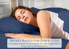 144TC cotton fitted sheet Navy