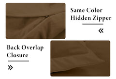 Royale Linens Chocolate Duvet Cover Queen Size - Queen Duvet Cover Set - 3 Piece Double Brushed Queen Duvet Covers with Zipper Closure, 1 Duvet Cover 90x90 inches and 2 Pillow Shams (Queen, Chocolate)