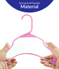 ROYALE 20 Pack Pink Plastic Hangers for Clothes - Heavy Duty Plastic Clothes Hanger Ideal for Everyday Standard Use - Lightweight & Space Saving Notched Plastic Hangers - Slim & Sleek Shoulder Groove