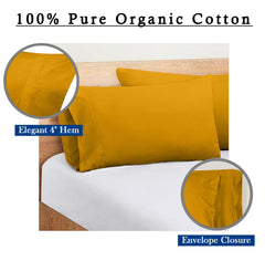 ROYALE LINENS 300 Thread Count 100% Long Staple Combed Cotton Pillowcases Set of 2 - Ultra Soft - Queen Bed Pillow Cover - 20"x30" -Breathable, Cool & Crisp Percale Yellow Pillow Cases (Queen, Yellow)