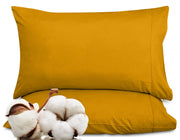 ROYALE LINENS 300 Thread Count 100% Long Staple Combed Cotton Pillowcases Set of 2 - Ultra Soft - Bed Pillow Cover - -Breathable, Cool & Crisp Percale Yellow Pillow Cases ( Yellow)