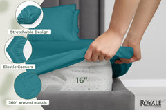 144TC cotton fitted sheet Teal