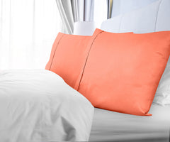 Royale Linens Queen Pillowcase Set of 2 - Bed Pillow Cover - 20" x 30" - Coral Pillowcases - 1800 Brushed Microfiber, Wrinkle & Fade Resistant - Soft & Cozy- Queen Size Pillow Case (Queen, Coral)