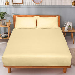 ROYALE LINENS 300 Thread Count 100% Long Staple Combed Cotton Fitted Sheet - Soft Deep Pocket Bottom Sheet - Yellow Fitted Sheet Queen Size - Queen Fitted Sheet Only - Elastic Sheet (Queen,Yellow)