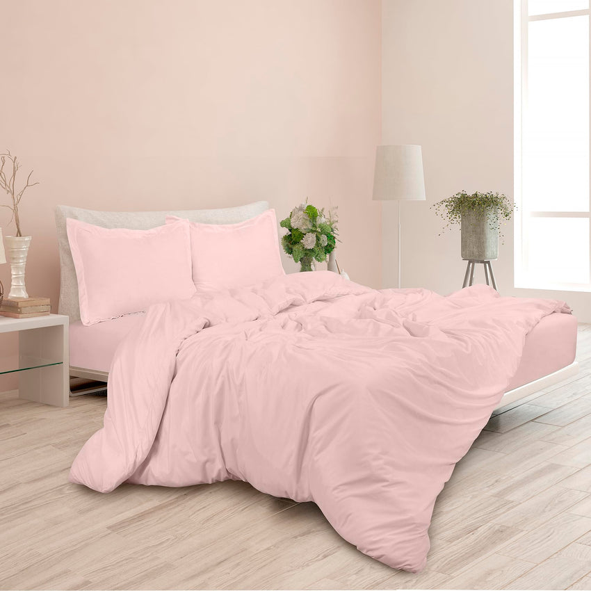 ROYALE Pink Duvet Cover Queen Size - Washed Duvet Cover Set, 3 Piece Double Brushed Duvet Covers with Button Closure - 1 Duvet Cover 90x90 inches and 2 Pillow Shams - Comforter Cover