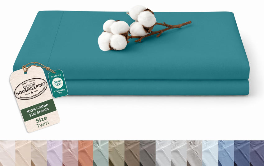 144TC cotton flat sheet Teal