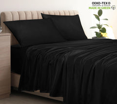 400 Thread Count 100% American Grown Cotton Flat Sheet - Cooling Sheets - Queen Sheets - Luxury Sateen Weave - Queen Flat Sheet Sold Separately - Soft Black Flat Sheet Only (Queen, Night Black)