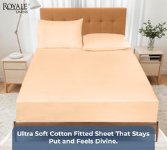 200TC cotton fitted sheet sand