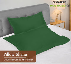 Royale Linens Pillow Shams 2 Pack Queen Size 20x30 Inch - Brushed 1800 Microfiber - Bed Pillow Shams, Wrinkle Resistant Soft and Cozy - Back Overlap Closure - Oxford Pillow Case (Queen, Hunter Green)