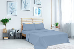 Royale Linen 2 Pack Bulk Flat Sheet Set - Top Sheet - Soft 1800 Microfiber - Wrinkle & Stain Resistant - For Hotel, Massage Table, Hospital, Dorm - Queen Flat Sheet Sold Separately (Queen, Lake Blue)