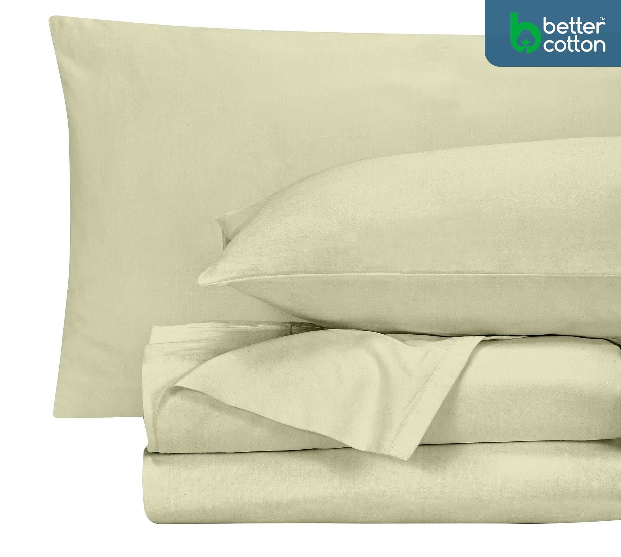 Royale Linen 400 Thread Count 100% American Grown Cotton 4 Piece Sateen Sheet Set - 1 Fitted Sheet, 1 Flat Sheet, 2 Pillow case - Blue Light Bedsheet - Cotton Sheets - (Blue Light)