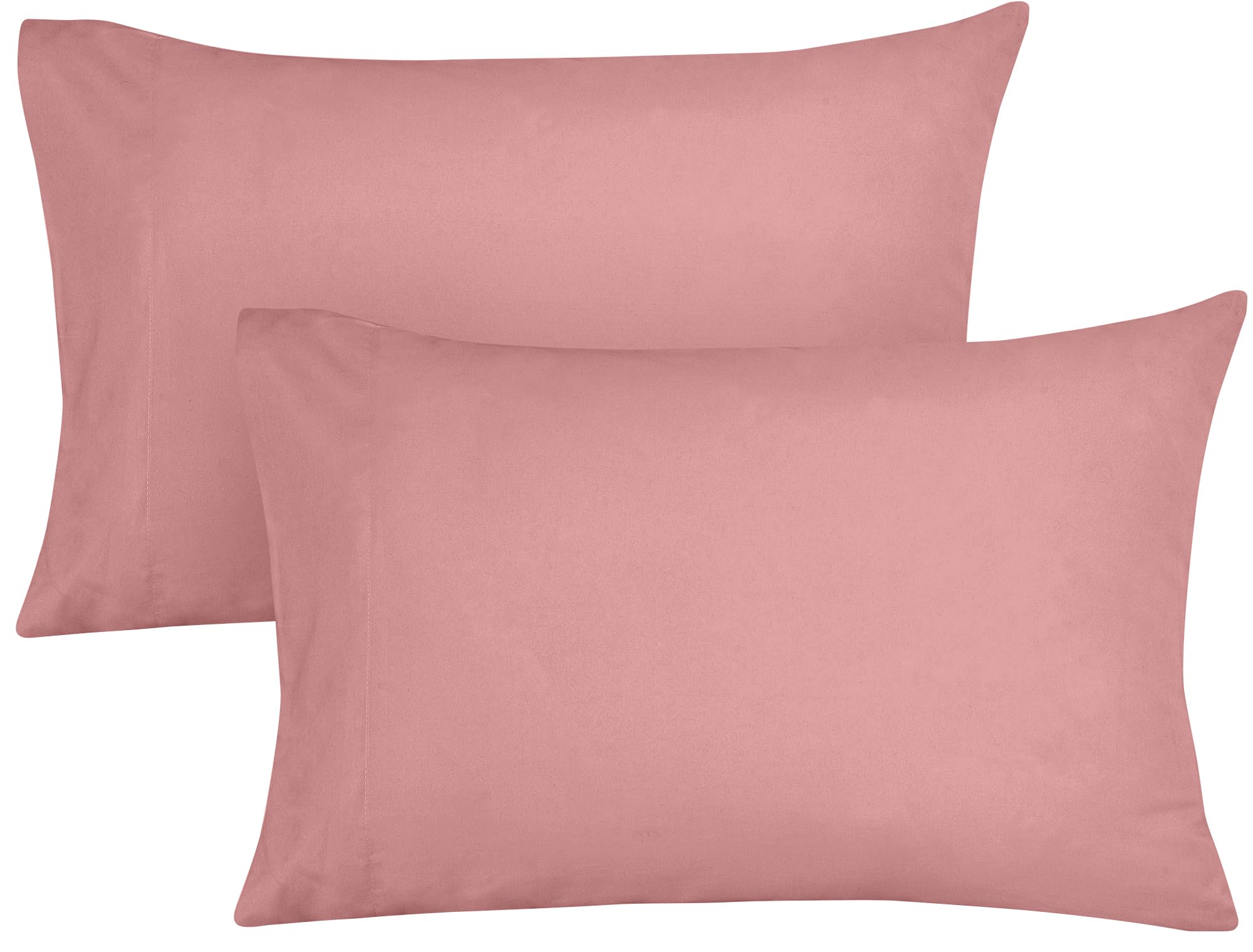 ROYALE LINENS 300 Thread Count 100% Long Staple Combed Cotton Pillowcases Set of 2 - Ultra Soft - Queen Bed Pillow Cover - 20"x30" - Breathable, Cool & Crisp Percale Pink Pillow Cases (Queen, Pink)