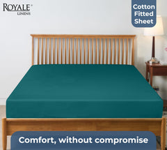 200TC cotton fitted sheet teal