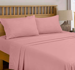 ROYALE LINENS 300 Thread Count 100% Long Staple Combed Cotton Flat Sheet - Super Soft - Top Sheet - Queen Flat Sheet Sold Separately - Breathable, Cool & Crisp Percale Flat Sheet Only (Queen, Pink)