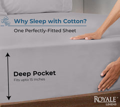 200TC cotton fitted sheet silver