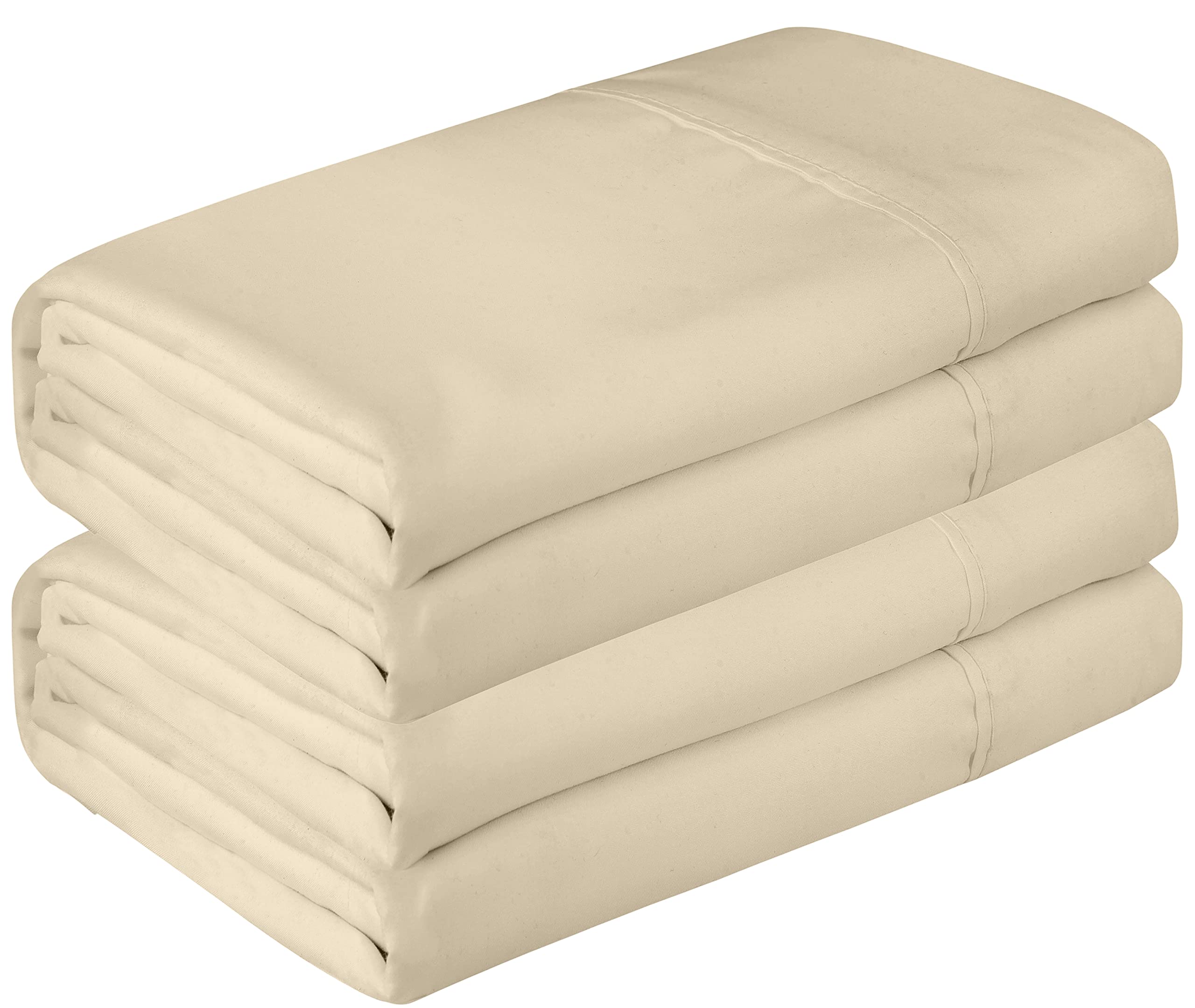 Royale Linen 2 Pack Bulk Flat Sheet Set - Top Sheet - Soft 1800 Microfiber - Wrinkle & Stain Resistant - for Hotel, Massage Table, Hospital, Dorm - Queen Flat Sheet Sold Separately (Queen, Sand)