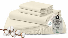 Royale Linens 300 thread count cotton sheet set Ivory, Twin