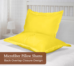 Royale Linens Pillow Shams 2 Pack Queen Size 20x30 Inch - Brushed 1800 Microfiber - Bed Pillow Shams, Wrinkle & Fade Resistant Soft and Cozy - Back Overlap Closure - Oxford Pillowcase (Queen, Yellow)