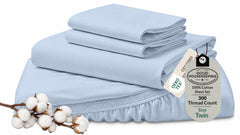 Royale Linens 300 thread count cotton sheet set Lake Blue, Twin