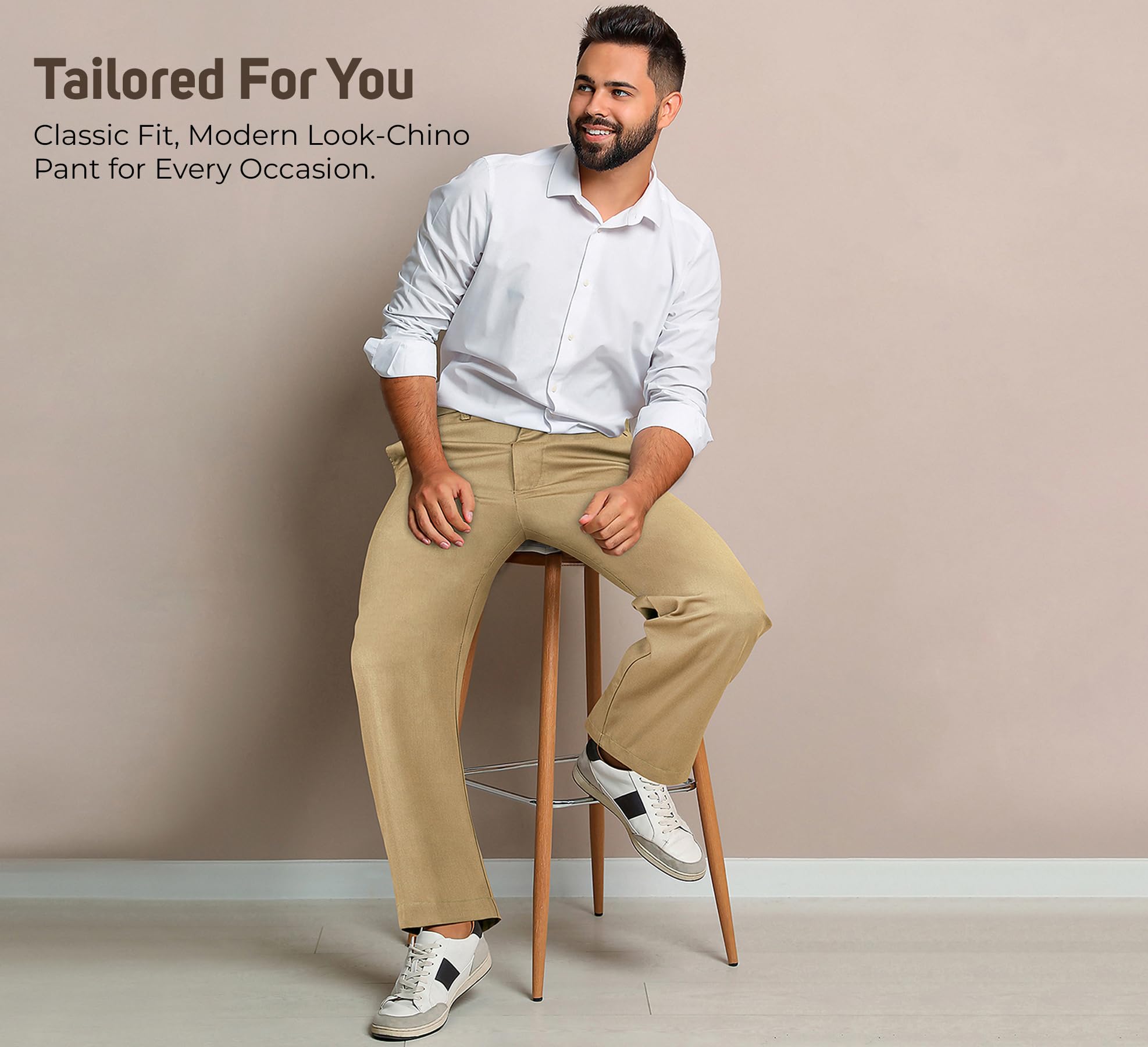 Royale Linens Men's Classic-Fit Wrinkle Free Flat Front Chino Pant Ava