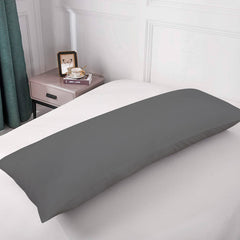 Royale Linens Body Pillow Cover - Double Brushed 1800 Microfiber - 20"x54" with Hidden Zipper Closure - Wrinkle & Fade Resistant - Super Soft Body Pillowcase 2 Pack (Grey, Pack of 2)