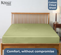 Royale Linens 100% Organic Cotton Percale Weave Super Soft Deep Pocket Bottom Sheets Elastic Sheet Fitted Sheets Only