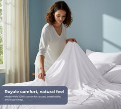 Royale Linens 300 Thread Count 100% Cotton Sheet Set - White