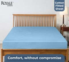 Royale Linens 100% Organic Cotton Percale Weave Super Soft Deep Pocket Bottom Sheets Elastic Sheet Fitted Sheets Only