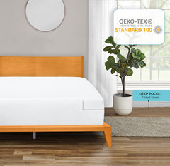 Royale Linens Fitted Sheet - Brushed Hotel Quality 1800 Ultra-Soft Wrinkle & Fade Resistant - Bottom Sheet - Deep Pocket Stretches Up to 16" - Fitted Sheet Only - Elastic Sheet (White)