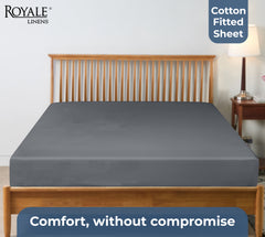 Royale Linens 100% Organic Cotton Percale Weave Super Soft Deep Pocket Bottom Sheets Elastic Sheet Fitted Sheets Only