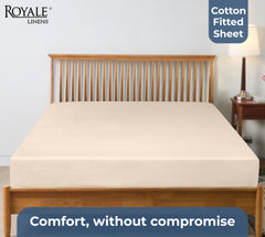 Royale Linens 100% Organic Cotton Percale Weave Super Soft Deep Pocket Bottom Sheets Elastic Sheet Fitted Sheets Only