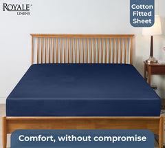Royale Linens 100% Organic Cotton Percale Weave Super Soft Deep Pocket Bottom Sheets Elastic Sheet Fitted Sheets Only