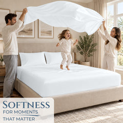 ROYALE LINENS - 4 Piece Bed Sheet - Soft Brushed Microfiber 1800 Bedding Set - 1 Fitted Sheet, 1 Flat Sheet, 2 Pillow case - Wrinkle & Fade Resistant Luxury Sheet Set (White)
