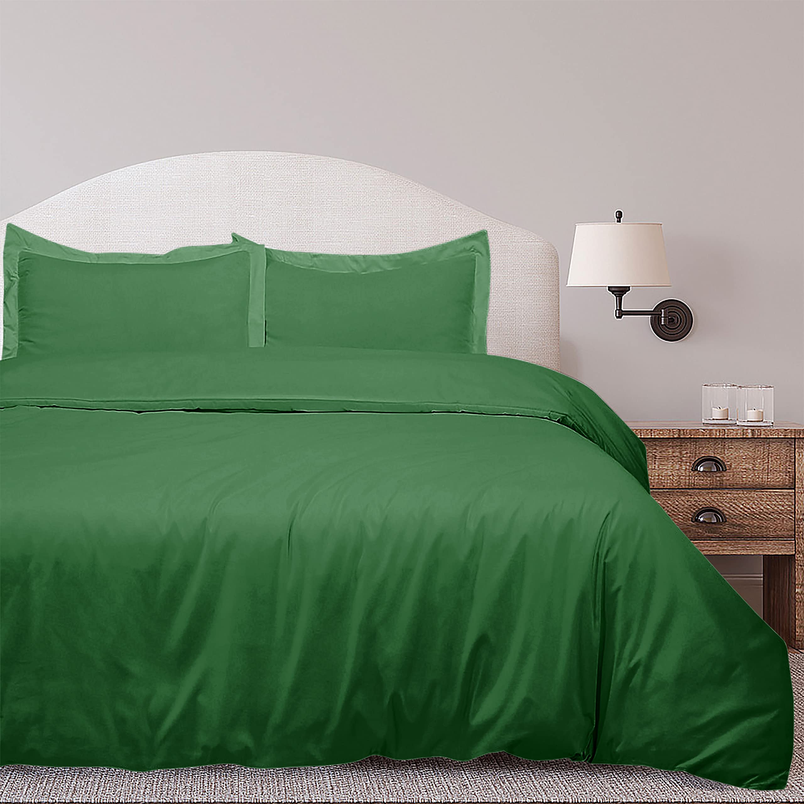 Royale Linens Hunter Green Duvet Cover- Duvet Cover Set - 3 Piece Double Brushed Duvet Covers with Zipper Closure, 1 Duvet Cover  & 2 Pillow Sham (HunterGreen)