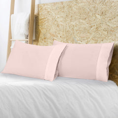 Royale Linens Queen Pillowcase Set of 2 - Bed Pillow Cover - 20" x 30" - Pink Pillowcases - 1800 Brushed Microfiber, Wrinkle & Fade Resistant - Soft & Cozy- Queen Size Pillow Case (Queen, Pink)