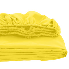 Royale Linens Fitted Sheet Queen - Brushed Hotel Quality 1800 Soft Wrinkle & Fade Resistant - Bottom Sheet - Deep Pocket Stretches Up to 16" - Fitted Sheet Only - Elastic Sheet (Queen,Yellow)