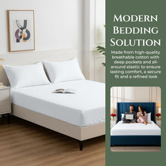 144TC cotton fitted sheet White