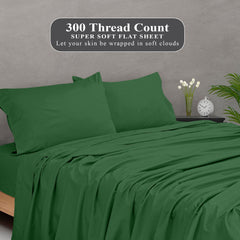 Royale Linens 300 Thread Count 100% Long Staple Combed Cotton Flat Sheet - Super Soft - Top Sheet - Breathable, Cool & Crisp Percale Flat Sheet Only