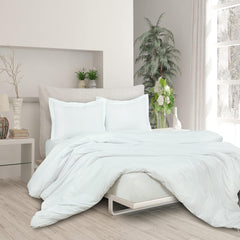 ROYALE White Duvet Cover Queen Size - Washed Duvet Cover Set, 3 Piece Double Brushed Duvet Covers with Button Closure - 1 Duvet Cover 90x90 inches and 2 Pillow Shams - Comforter Cover