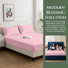 144TC cotton fitted sheet Pink