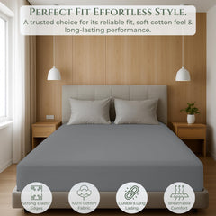 144TC cotton fitted sheet Charcoal