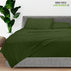 ROYALE LINENS - 4 Piece Queen Bed Sheet - Soft Brushed Microfiber 1800 Bedding Set - 1 Fitted Sheet, 1 Flat Sheet, 2 Pillowcase -Wrinkle & Fade Resistant Luxury Sheet Set (Hunter Green, Queen)