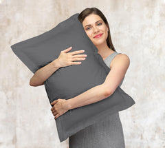 Royale Linens Pillow Shams 2 Pack Queen Size 20x30 Inch -Brushed 1800 Microfiber - Bed Pillow Shams, Wrinkle & Fade Resistant Super Soft and Cozy -Back Overlap Closure - Oxford Pillowcase (Queen,Grey)