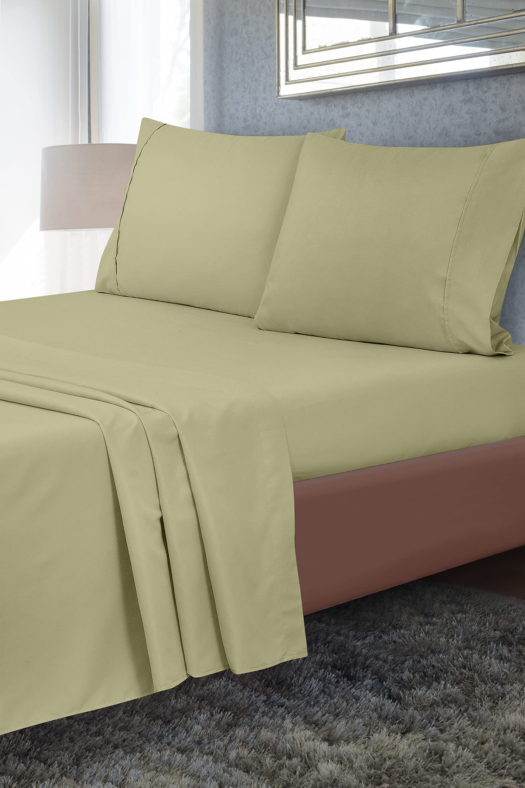 Royale Linen 2 Pack Bulk Flat Sheet - Top Sheet - Soft 1800 Microfiber - Wrinkle & Stain Resistant - for Hotel, Massage Table, Hospital, Dorm - Flat Sheet Sold Separately ( Sage Green)