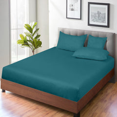 Royale Linens 300 Thread Count 100% Long Staple Combed Cotton Fitted Sheet - Soft Deep Pocket Bottom Sheet -Silver Fitted Sheet Queen Size  - Queen Fitted Sheet Only - Elastic Sheet (Queen, Teal)